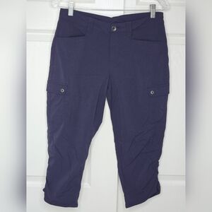 Eddie Bauer Women's Atlantic Blue Horizon Ruched Capris Travex Size 6